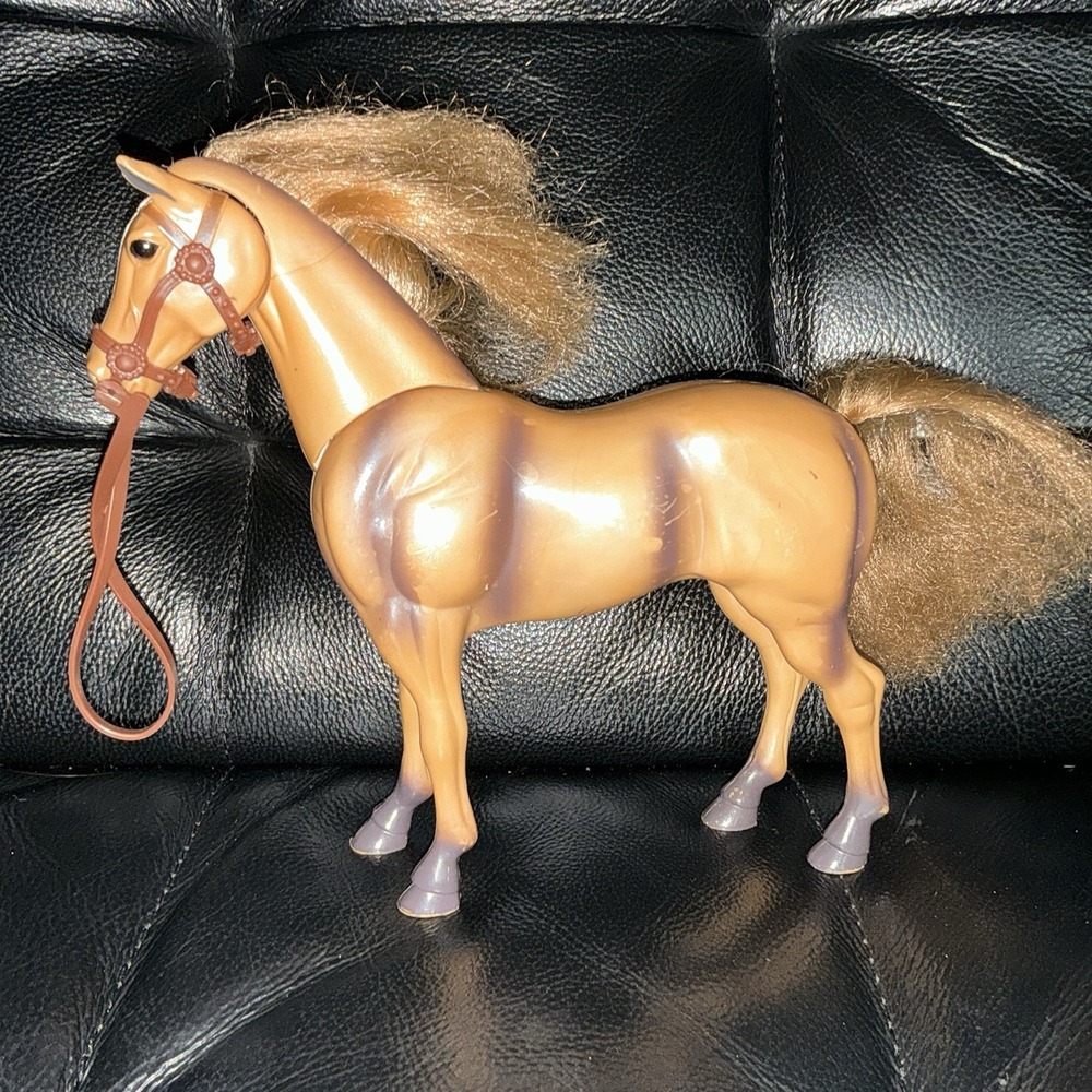 Vintage Blue Box Blue Ribbon Horse The Head Moves With Sounds light brown tan
